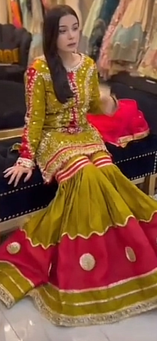 Dhani and pink gharara dress